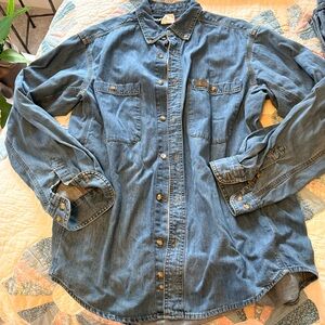 Wrangler Blue Denim Button-Down Work Shirt